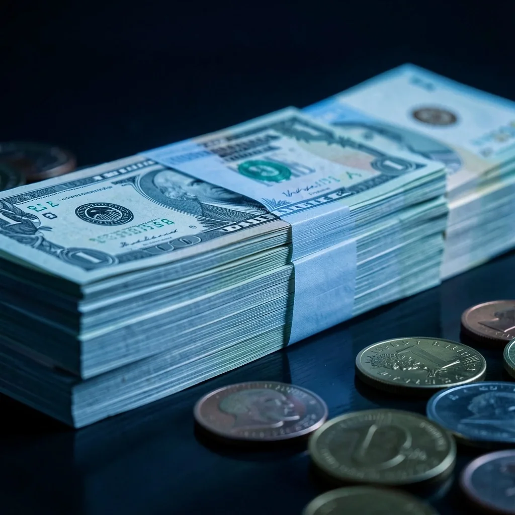 Comparación de billetes de dólares y pesos