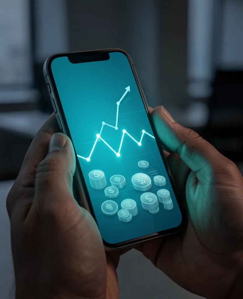 Persona usando aplicación financiera móvil