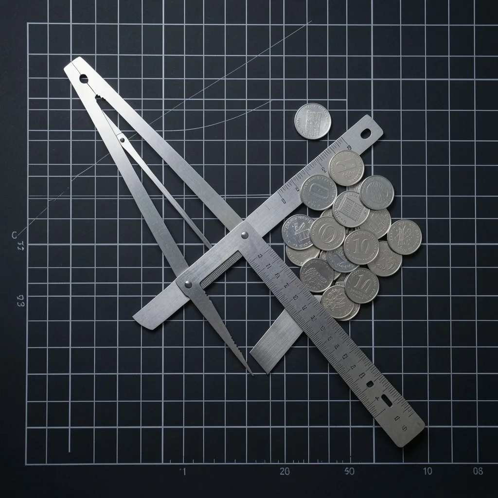 Instrumentos de precisión sobre papel blueprint con cuadrícula