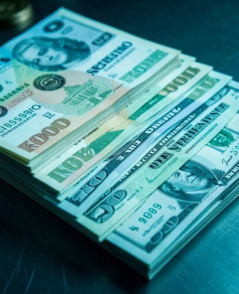 Billetes sobre superficie metálica