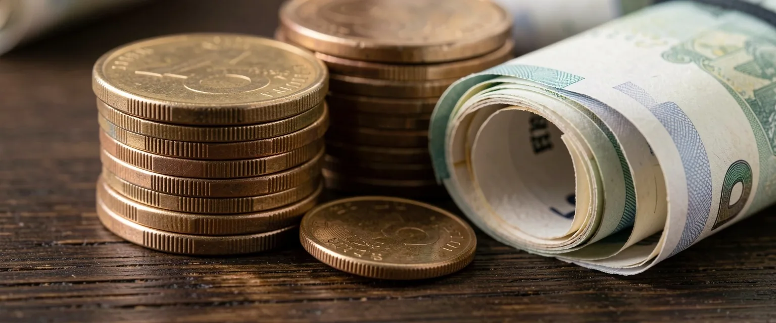 Billetes argentinos sobre superficie oscura