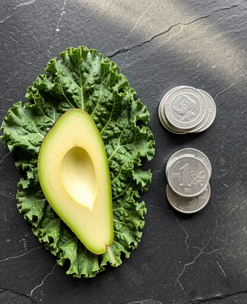Alimentos saludables sobre superficie de cocina