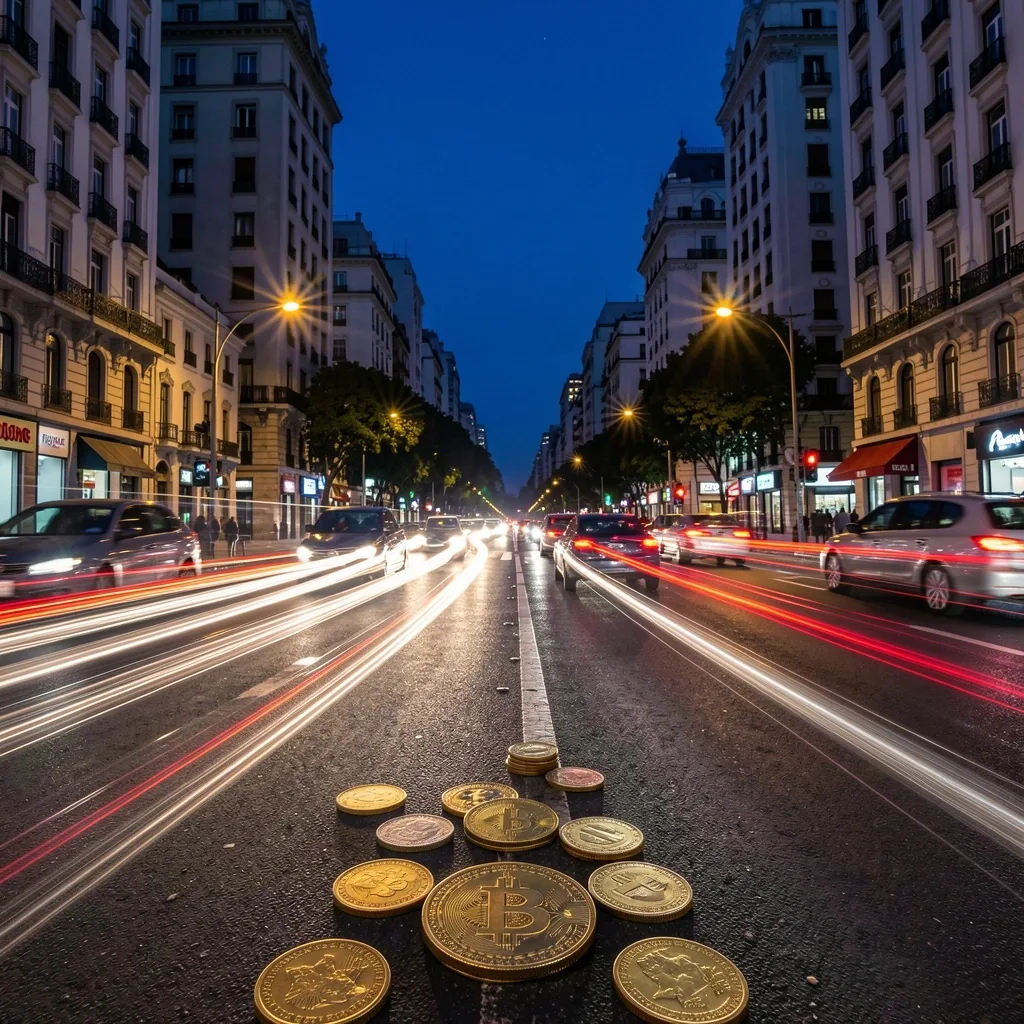 Estelas de luz nocturna en avenida de Buenos Aires