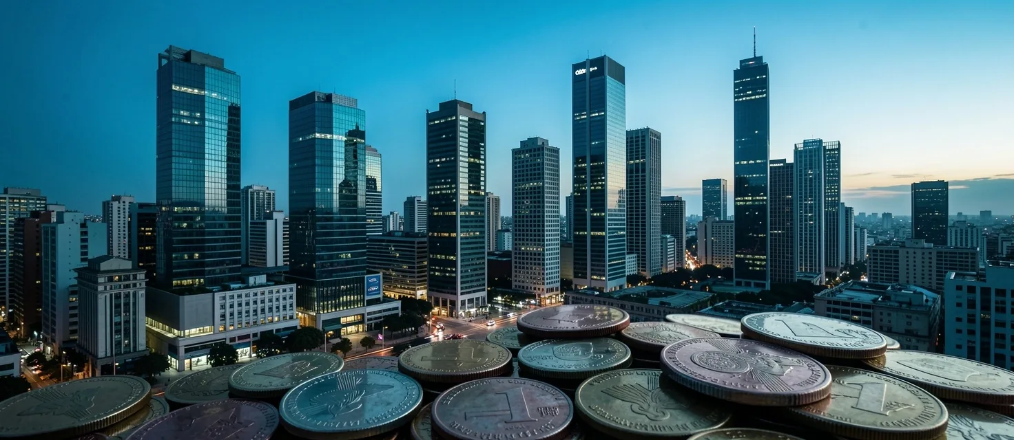 Distrito financiero de Buenos Aires al atardecer